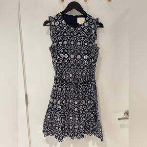 KATE SPADE NAVY EMBROIDERED WRAP DRESS COTTON Size 6